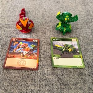 Bakugan Crustillion Red and Green Vicerox Toy Set